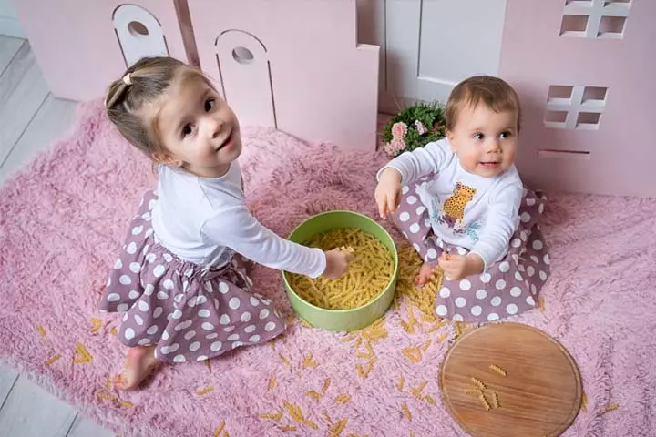 Pasta bin activity for 3 year old