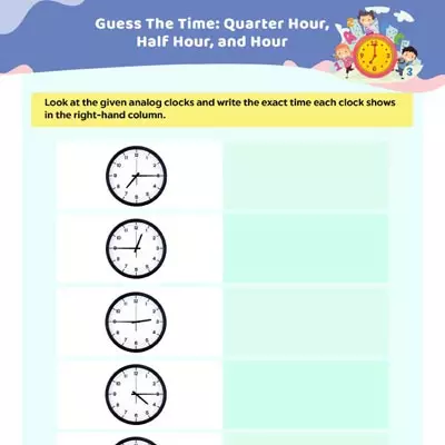Reading An Analog Clock: Mixed Hours