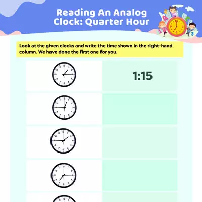 Reading An Analog Clock: Quarter Hour