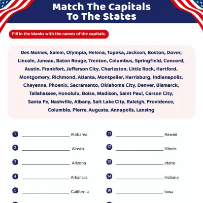 States And Capitals Worksheets For Kids - Free & Printable | MomJunction