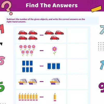 Subtraction Worksheets: Subtract Using Given Objects_image