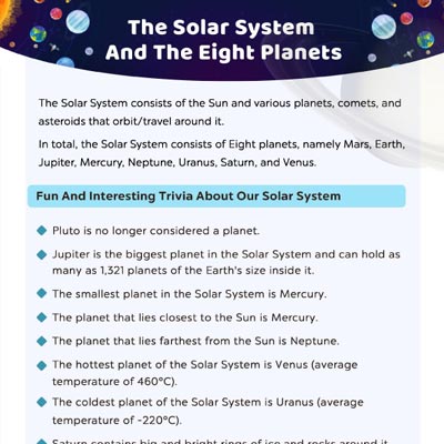 The Solar System And The Eight Planets