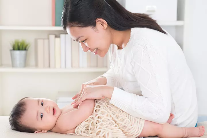 Massage Vicks BabyRub onto the baby’s chest