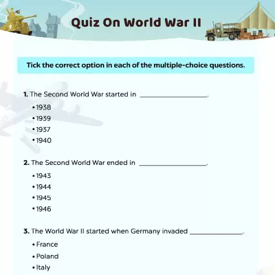 World War 2 Worksheets An Interesting Quiz