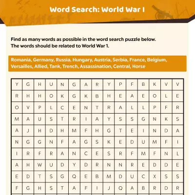 World War I Worksheets: Crossword Puzzle_image