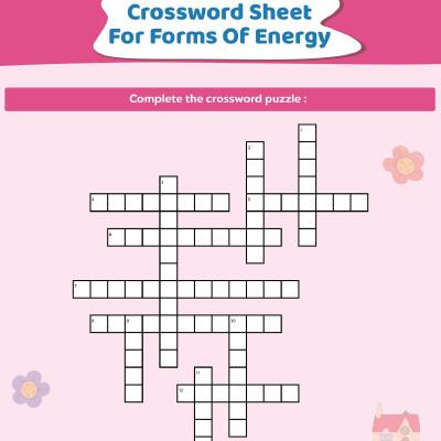 Crossword Puzzle On Different Types Of Energy