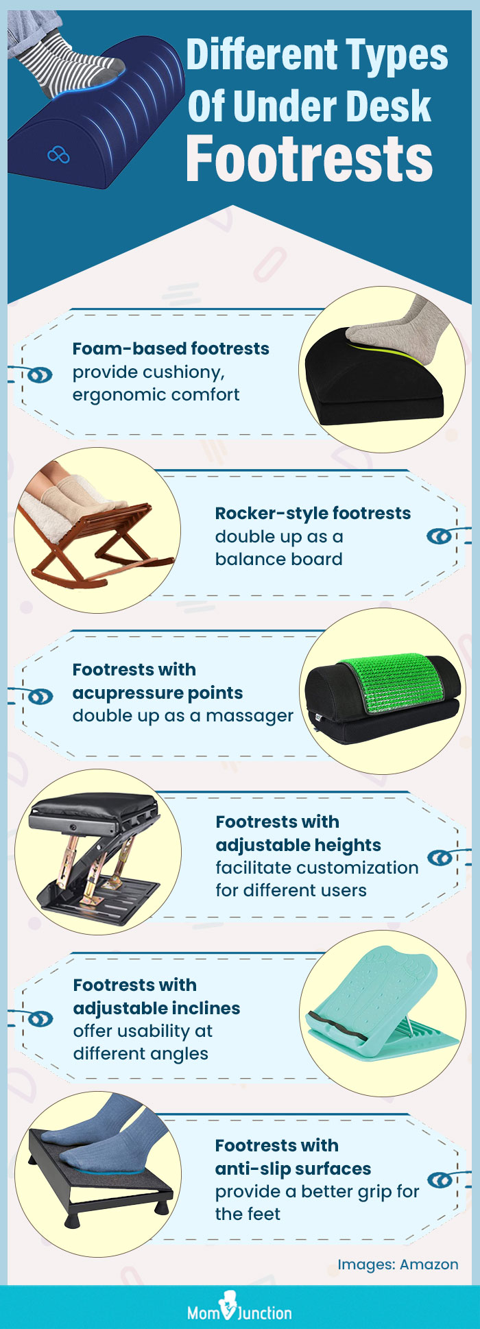 Different Types Of Under Desk Footrests(infographic)