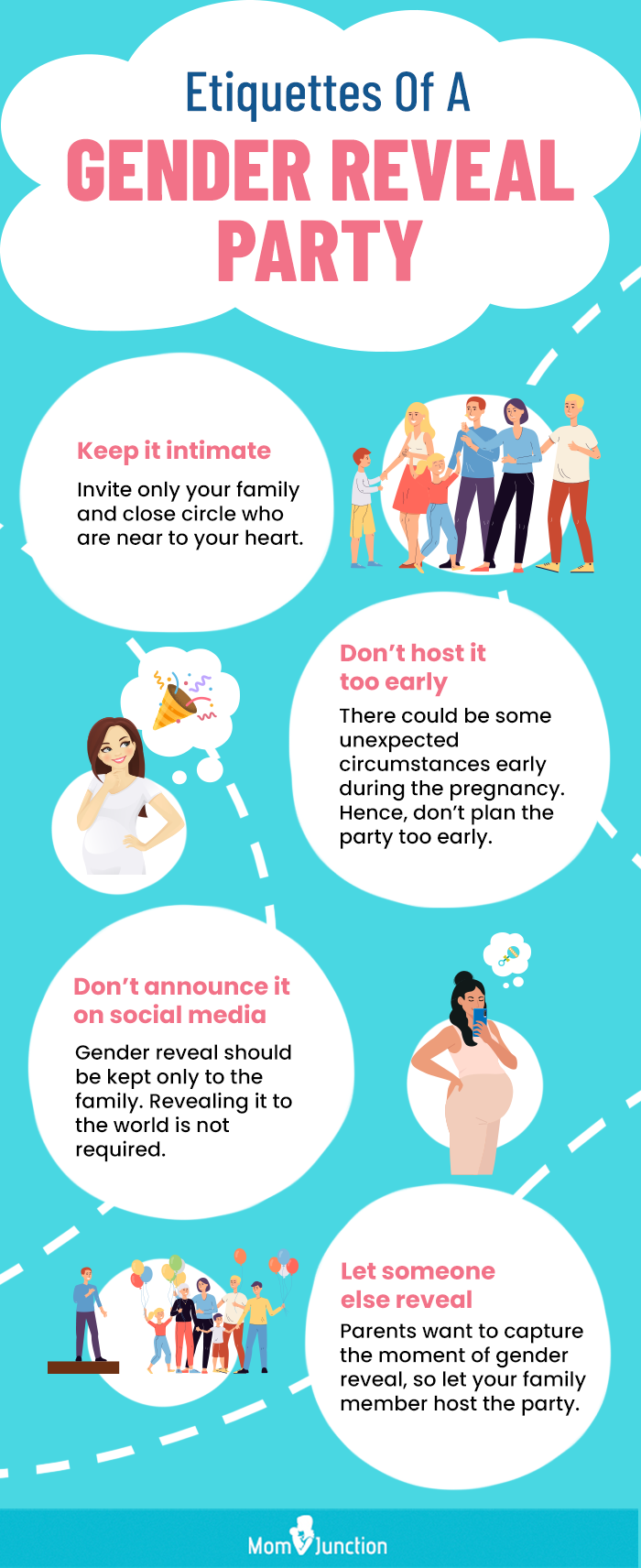 etiquettes of a gender reveal party (infographic)