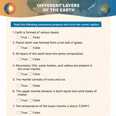 Facts About Layers Of The Earth Worksheet