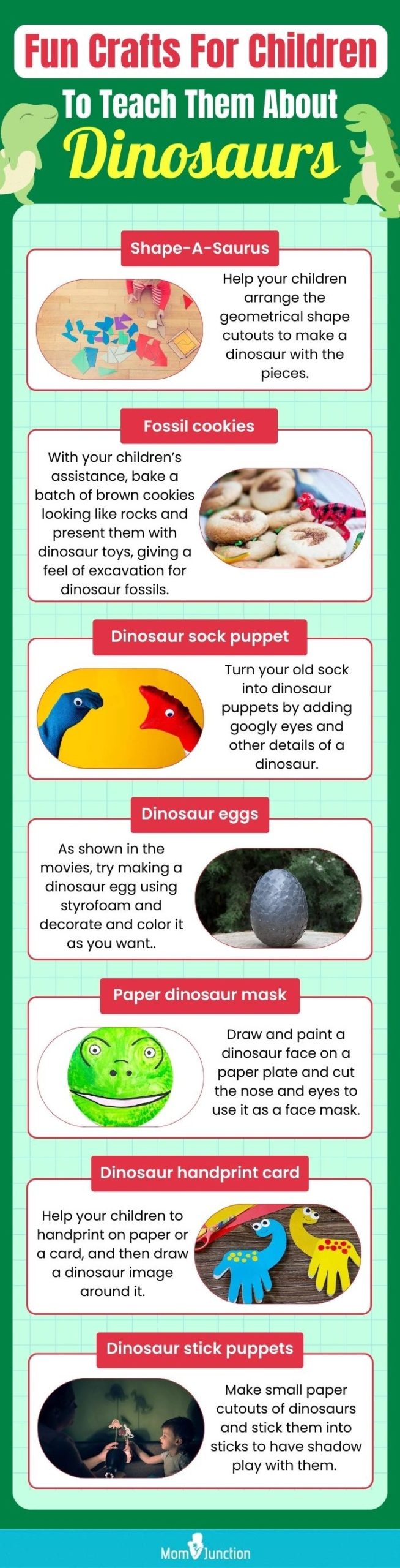 Fun Crafts For Children To Teach Them About Dinosaurs (infographic)