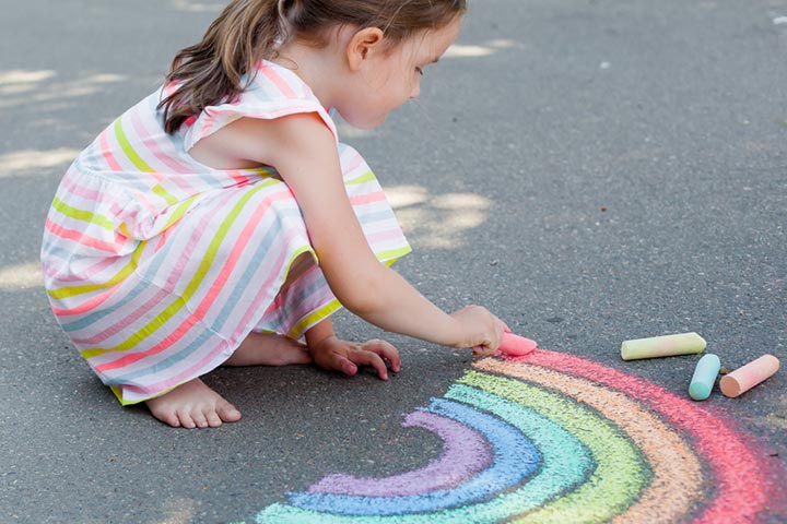 Fun with chalk, a colorful babysitting game