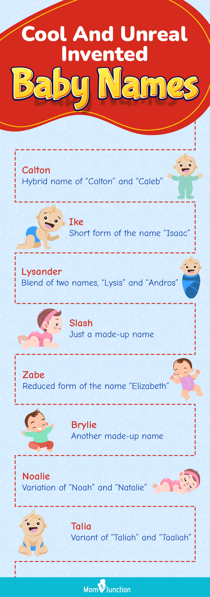cool and unreal invented baby names (infographic)