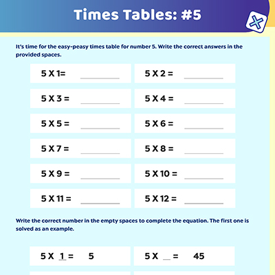 Multiplication Worksheet: 5 Times Table