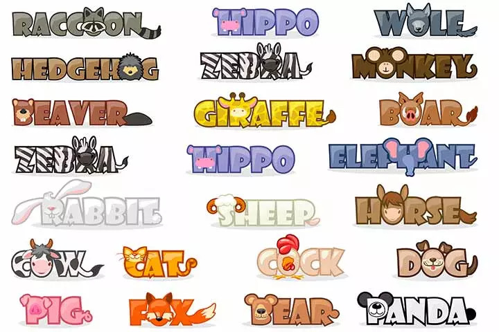 Name the animal word game for kids