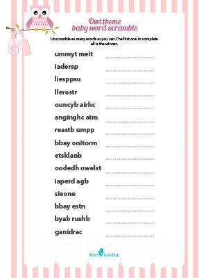 Instant Download Donut Baby Word Scramble Baby Shower Game-BS019