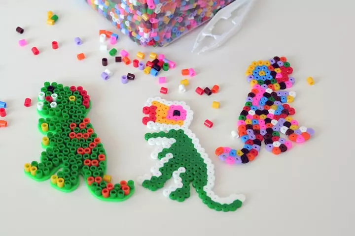 Perler bead dinosaur crafts for kids