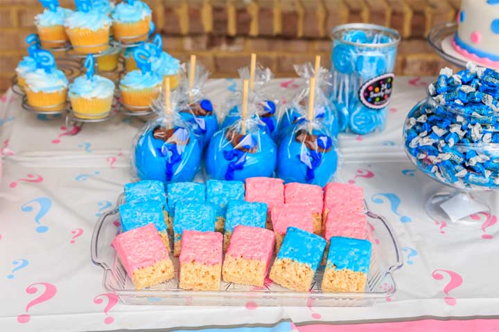Sweet cereal treats gender reveal party food Idea