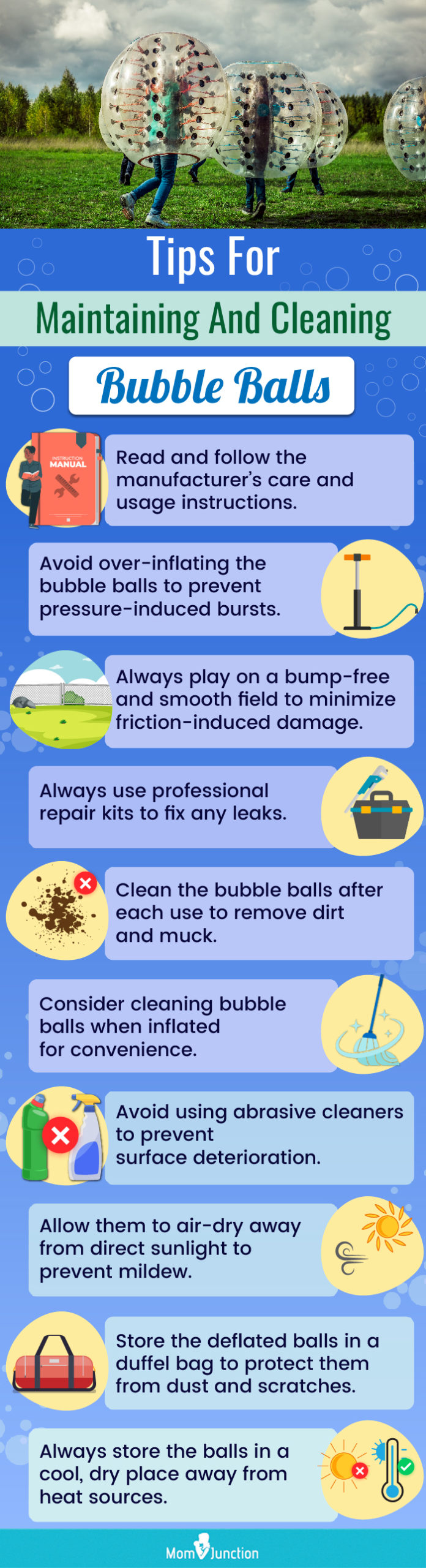 Tips For Maintaining And Cleaning Bubble Balls (infographic)