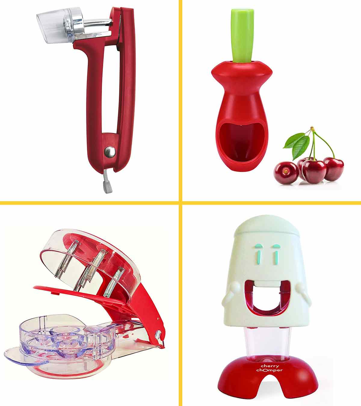 SUNFEID Kitchen Gadget Cherry Pitter Tool Heavy Duty Remover Corer Cherry Tool Safe Green 