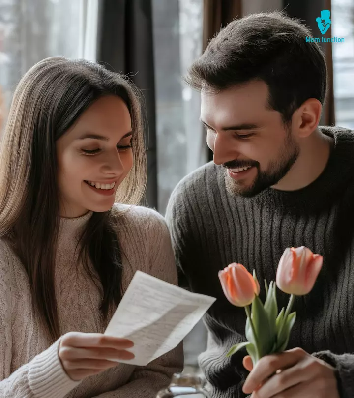 A girl reads a birthday poem written by her husband