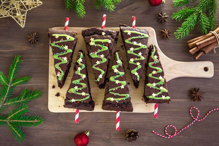 Chocolate Brownies With Green Icing