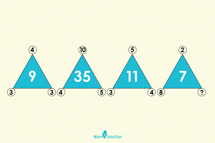 Fill In the Missing Number In The Last Triangle maths puzzle for kids