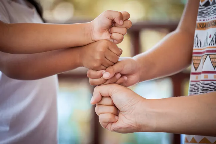 Fist stacking hand game for kids