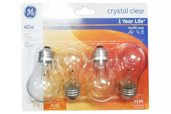 GE Crystal Clear Decorative A15 Bulb