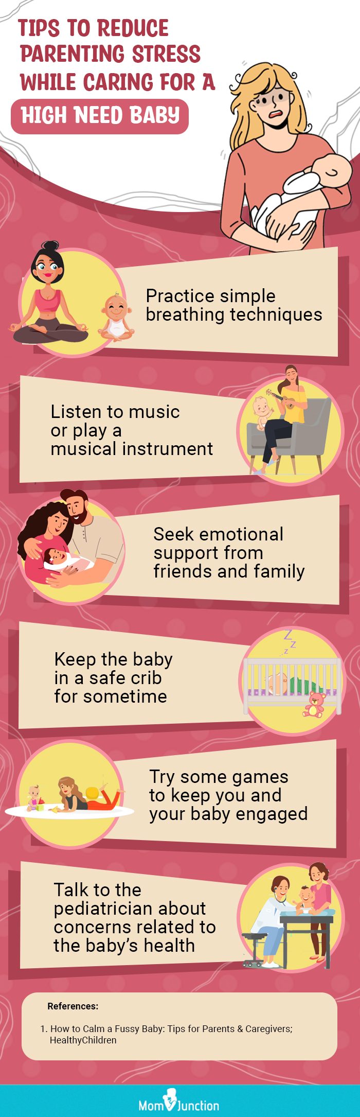 tips to reduce parenting stress while caring for a high need baby [infographic]