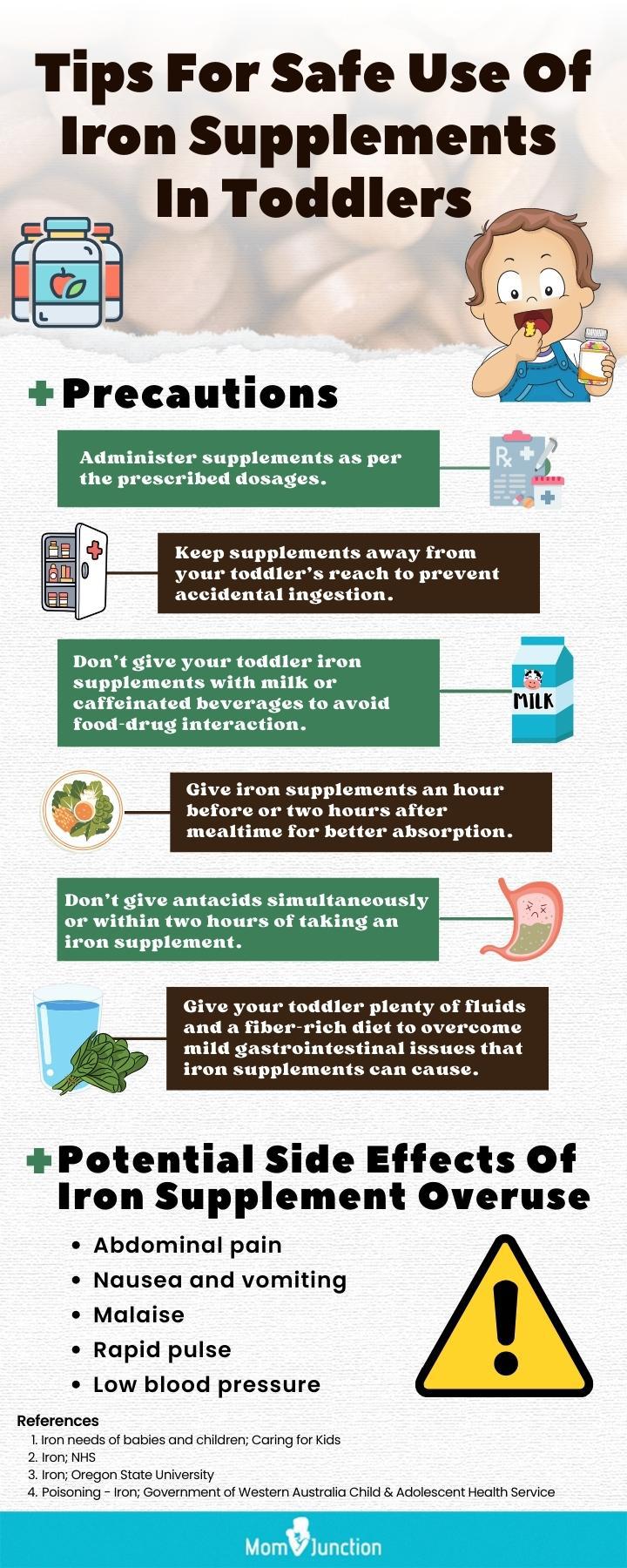 tips for safe use for iron supplements in toddlers [infographic]