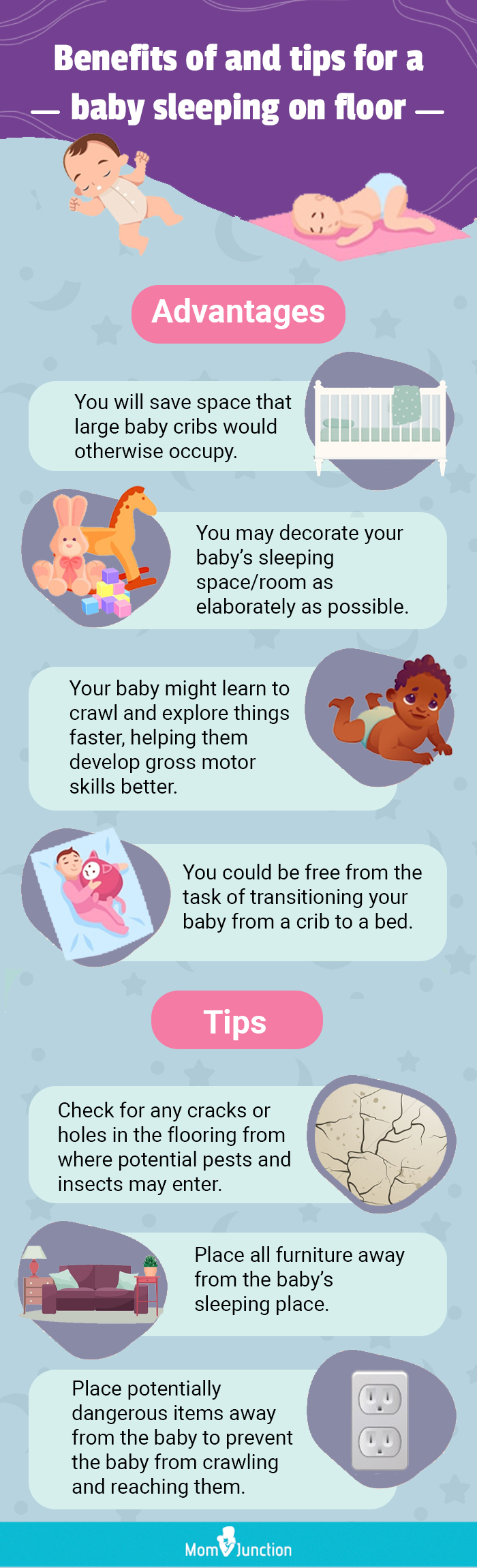 benefits and tips for baby sleeping on the floor (infographic)