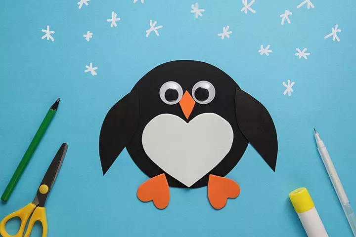 Cute little penguin, newspaper crafts for kids