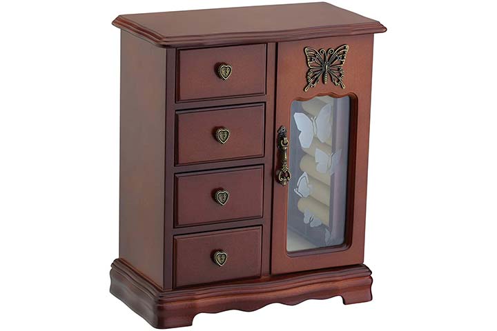 RR Round Rich Design Wooden Jewelry Box 