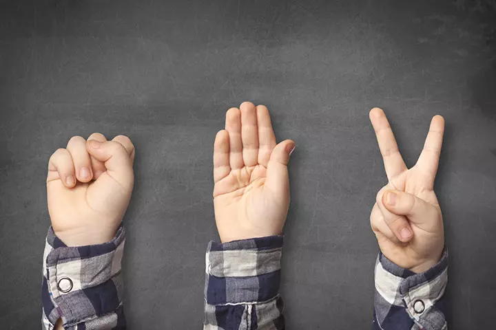 Rock, paper, and scissors hand game for kids