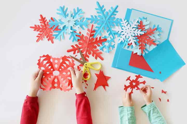 Snowflake collage art ideas for kids