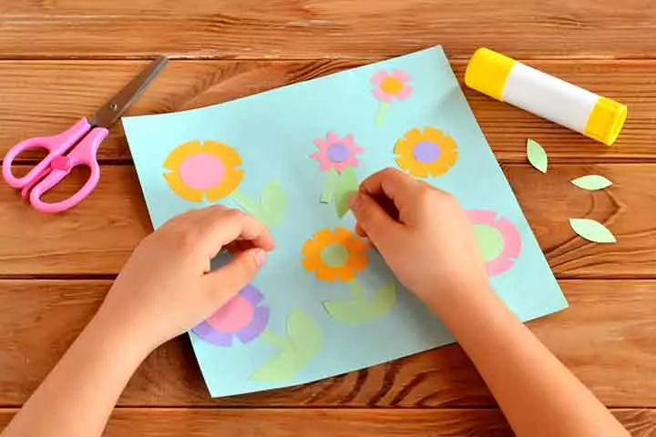 Spring flower collage art ideas for kids