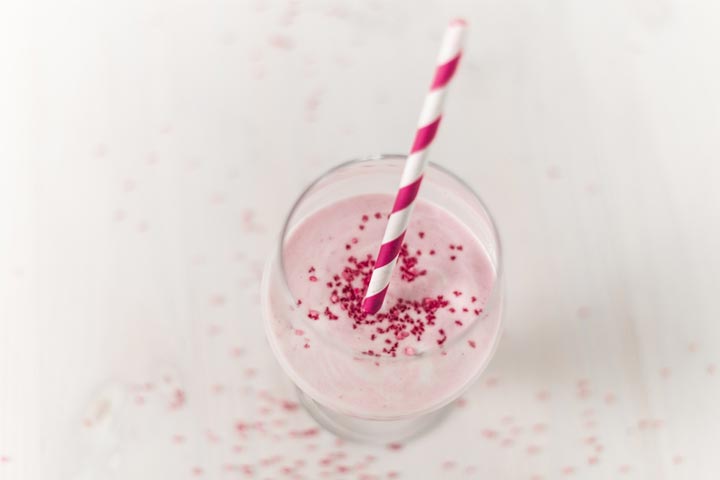 Strawberry Milkshake With Pink Sugar