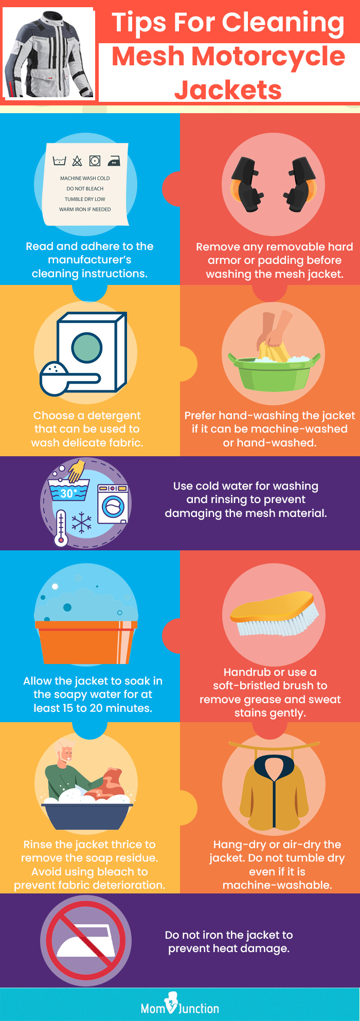 Tips For Cleaning Mesh Motorcycle Jackets. (infographic)