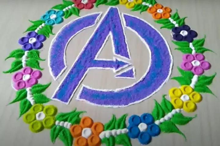 Avengers rangoli design for kids