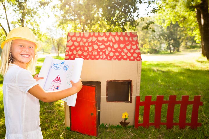 Cardboard playhouse fort ideas for kids