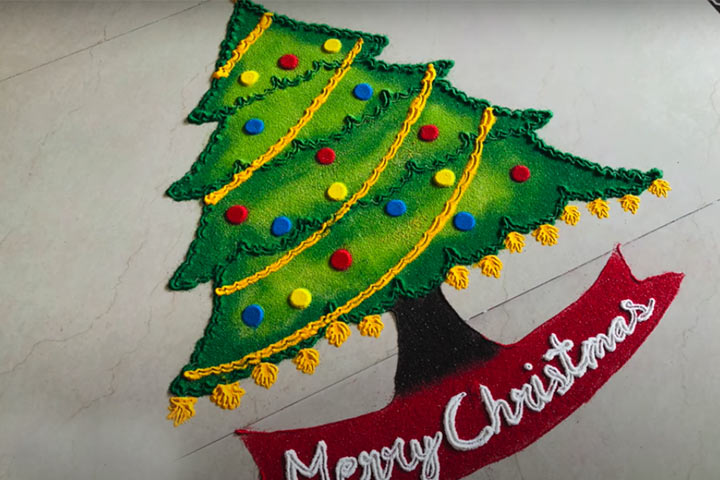 Christmas rangoli design for kids