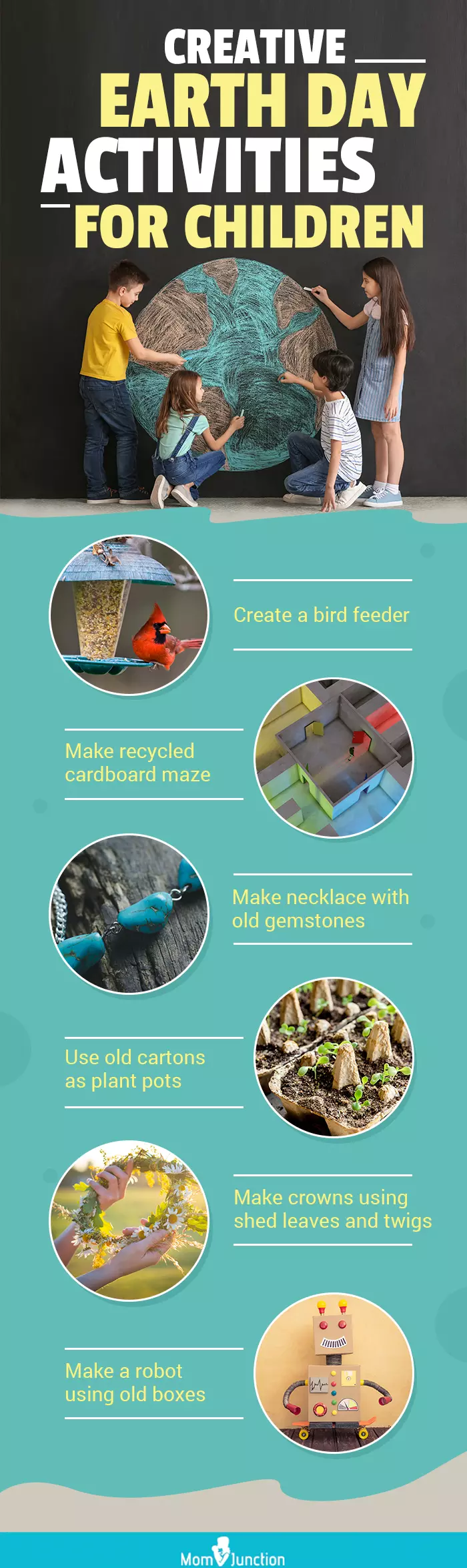 creative earth day activities for children (infographic)