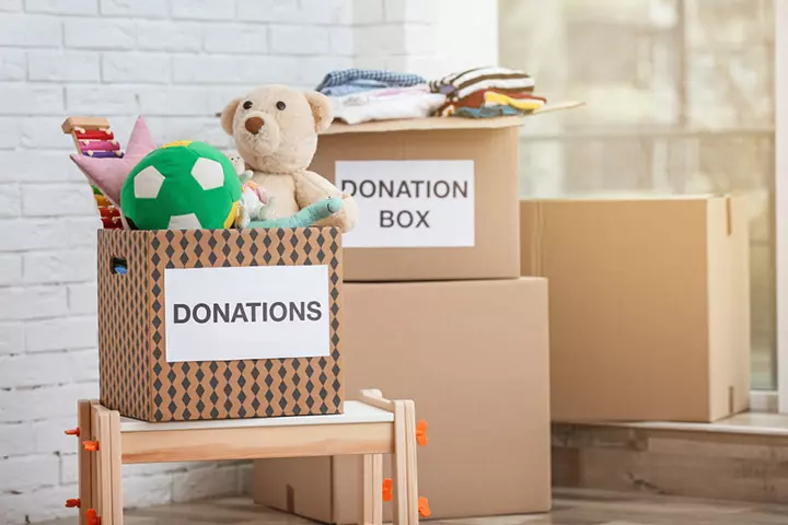 Donate old things to charity, earth day activity for kids