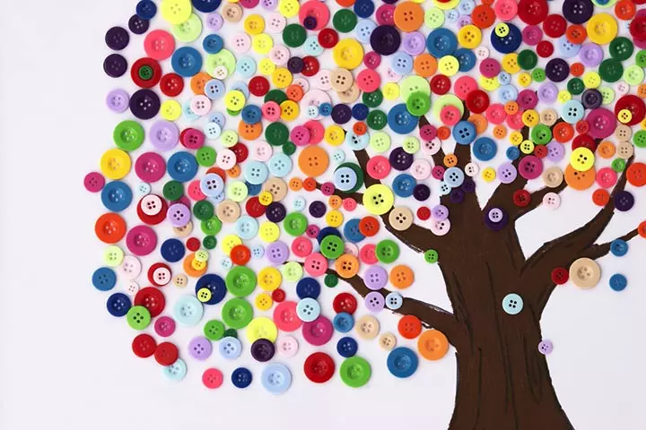 Earth day button tree, earth day craft for kids