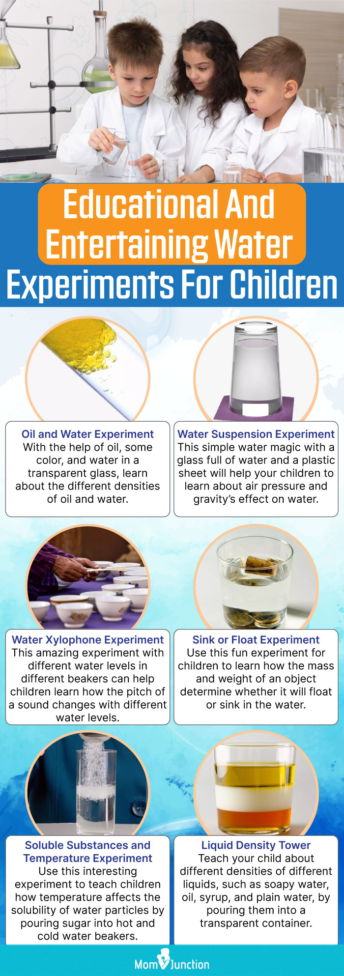 Educational And Entertaining Water Experiments For Children (infographic)