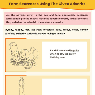 Form The Sentence Using Adverbs, Worksheet