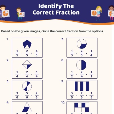 Fractions Worksheets: Identify The Correct Fraction