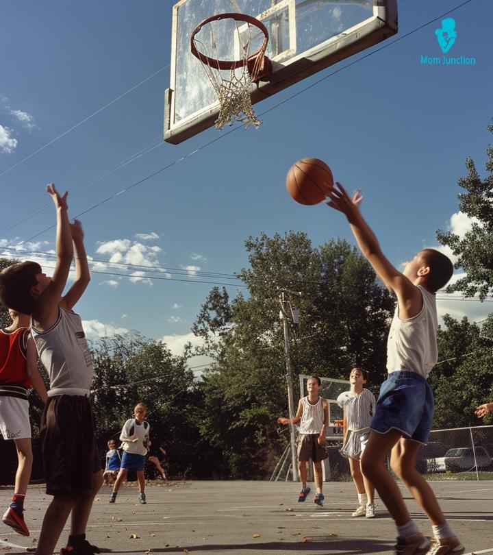 Kids Playing Basketball Game