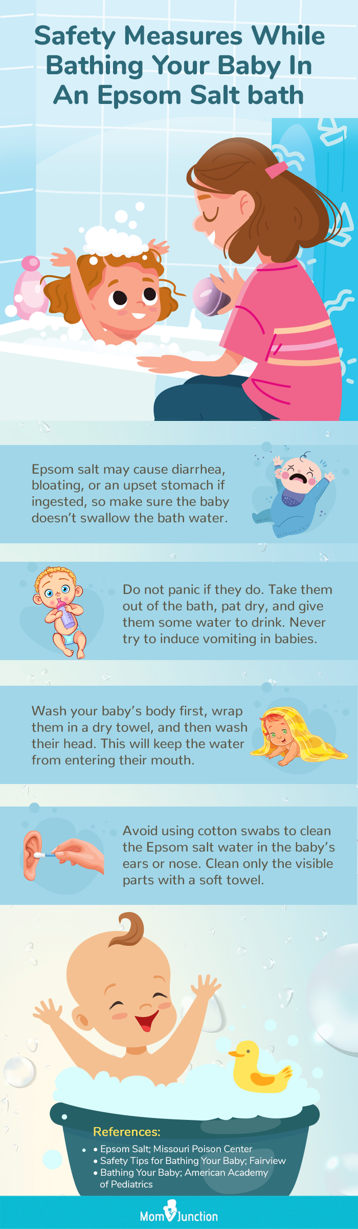 safety measures while bathing your baby in an epsom salt bath (infographic)