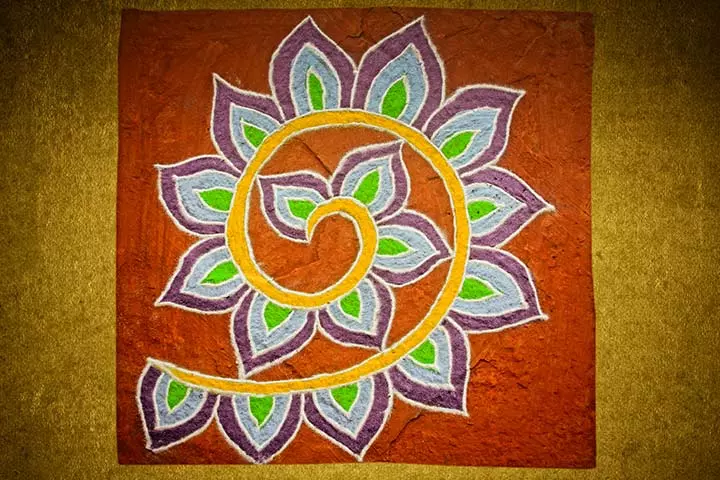 Intricate and quick rangoli design for kids